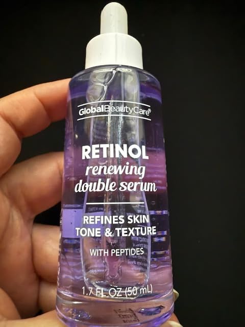 Retinol Renewing Double Serum with Peptides, 1.7 Fl Oz, Skin Texture Refining Treatment, Mineral Oil Free
