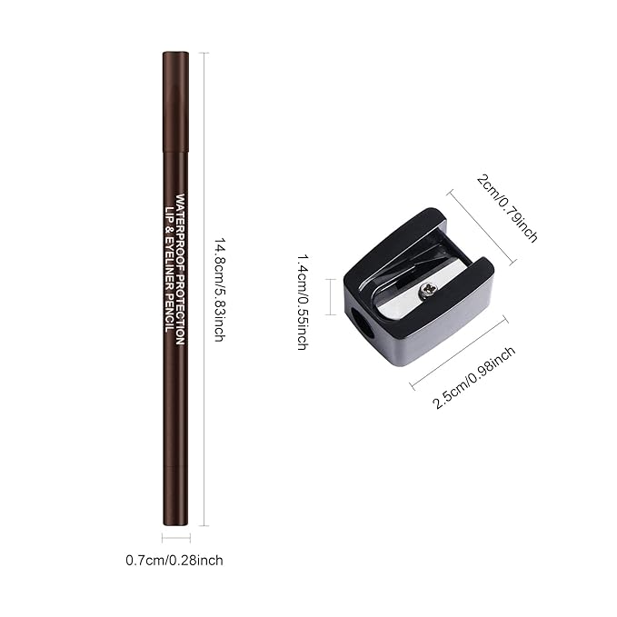 Ownest 3Colors Matte & Metallic Brown Gel Eyeliner Pen，Metallic-Finish Eyeliner Pencil Set for Women， Professional Eye Makeup Set - Colorful Eye liner with Sharpener
