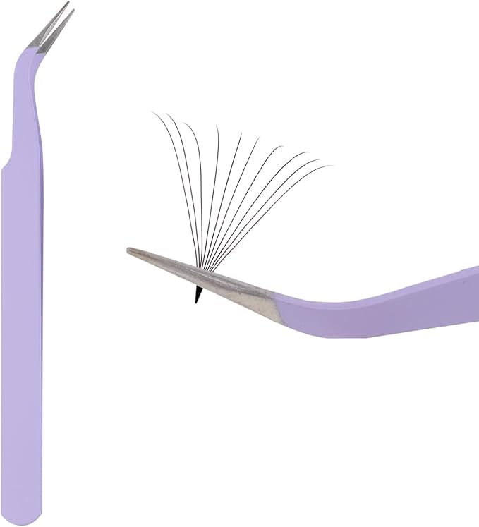 Professional Eyelash Tweezers - Stainless Steel Lash Applicator Tool for False Eyelashes, Precision Fiber Volume Lash Tweezers Eyelid Tape & Extensions for Beginner by WENDY LASHES