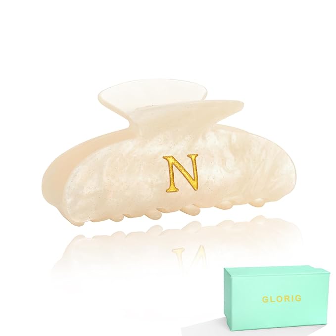 Acrylic Letter Hair Clips For Women Alphabet Hair Claw Initial Hair Clip Fashion Glitter Chic Monogram Claw Clip Hair Accessory Large Hair Clips N