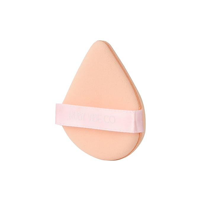 RubyAir Luxe Puffs, Set 2 Air Puffs, Round and Triangle Shapes, Latex-Free Velvet, Beige, for Foundation, Concealer, Blush, Setting Powder, Wet or Dry Use, All Skin Types | RUBY VIBE CO