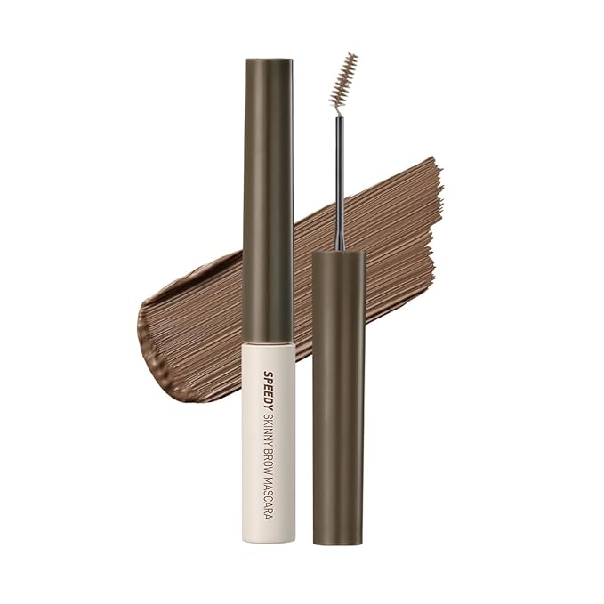 PERIPERA Speedy Skinny Brow Mascara (02 DARK BROWN), Tinted Eyebrow Mascara with Slim Precision Brush, Clump-Free Natural Brows, K Beauty, Korean Makeup