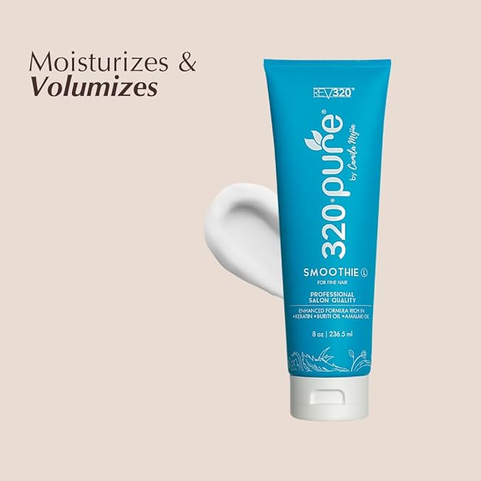 320Pure Smoothie Leave In Conditioner For Fine Hair 8oz, Sulfate Free, Color Safe & Lightweight Formula, Deep Repair Moisturizing Detangler for Fine, Frizzy, Curly, Thick, Wavy, Dry & Damaged Hair