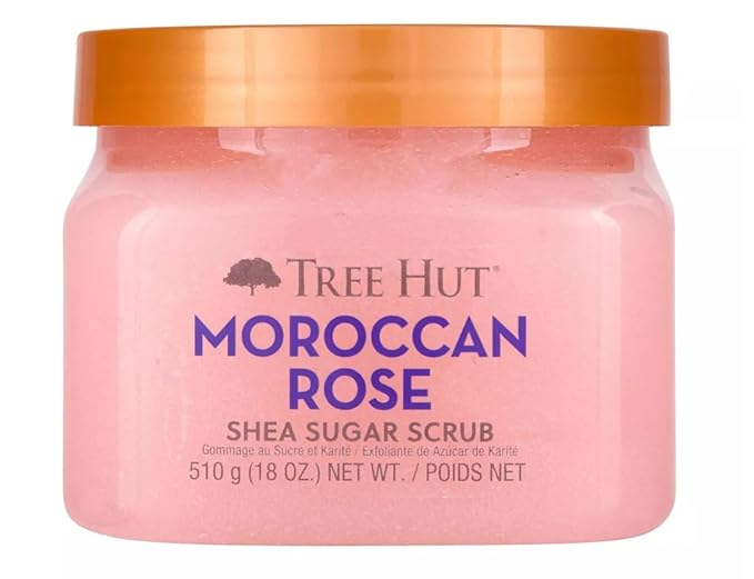 Tree Hut Moroccan Rose Body Scrub, Exfoliating & Hydrating Sugar Scrub with Shea Butter & Essential Oils, Smooth Skin, Body Exfoliator For All Skin Types, Self Care Gifts for Women, Vegan, 18 Oz