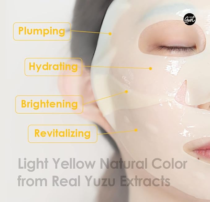 glowiest Sweet Dreams Yuzu Bright Collagen Mask Set of 3, Hydrating Face Collagen Jelly Mask, 78% Collagen, Niacinamide, Vitamin C, Peptides, Korean Skincare