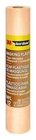 3M Hand-Masker Masking Plastic, 12 in x 120 yds, Easy to Wrap Around Objects, No Paint Bleed-Through, Minimize Messy Clean-Up, Waterproof, 1 Roll (MPL12), (Pack of 6)