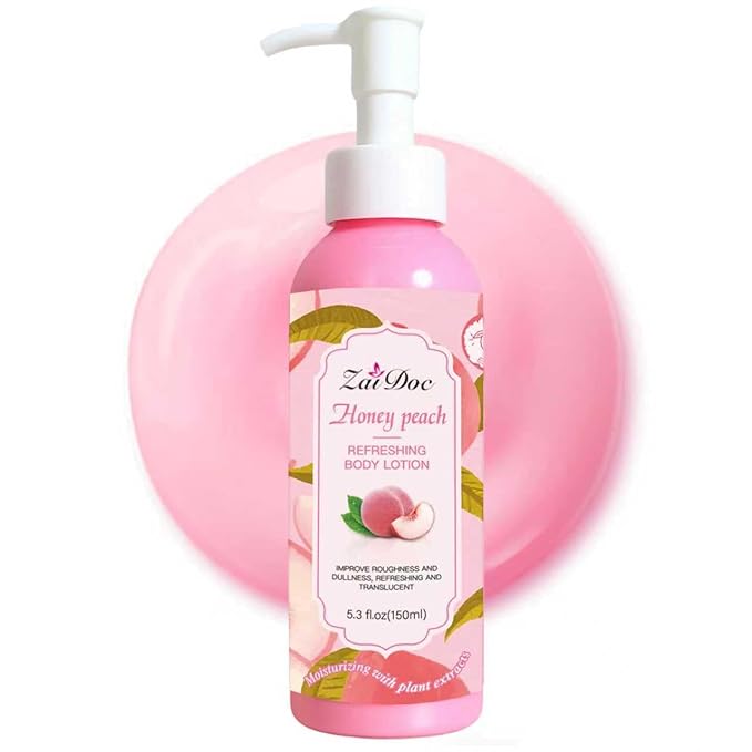 Body Lotion, 24hr Moisturizing & Deep Hydration, Absorbs Instantly Moisturizer for All Skin Types, 5.3 fl oz (1 Pack, Peach)