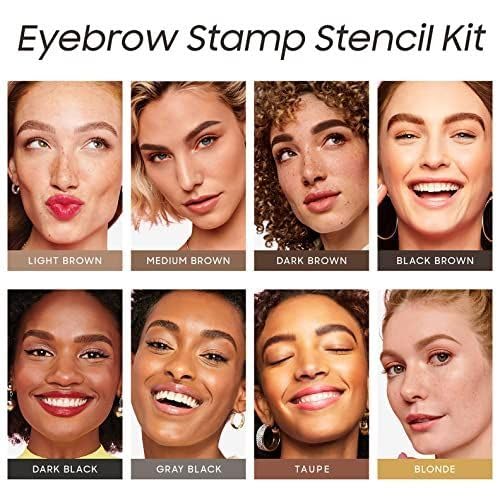 Eyebrow Stamp Stencil Kit - Eye Brow Stencil Kit for Beginners, Brow Stencil and Stamp Kit Long-lasting, Smudge-Proof & Waterproof, 24 Reusable Eyebrow Shapes Stencils for Perfect Brow (Blonde)