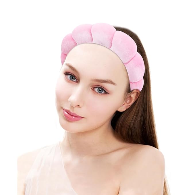 SPA Headbands for Washing Face Makeup Scrunchies Hair Tie Hair Band Women Facial Head Band Wrist Towel Wraps For Shower Face Mask Pink, 6 Pack