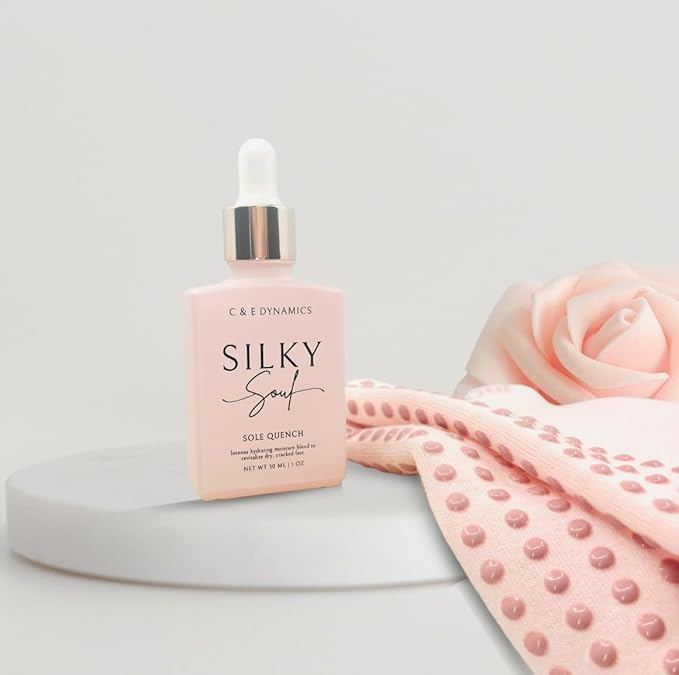 Silky Soul Moisturizing Silicone Socks for Dry Feet & Cracked Heels with Hydrating Tincture - Foot Softening & Heel Repair Treatment - Intensive Foot Repair (Pink, Large)