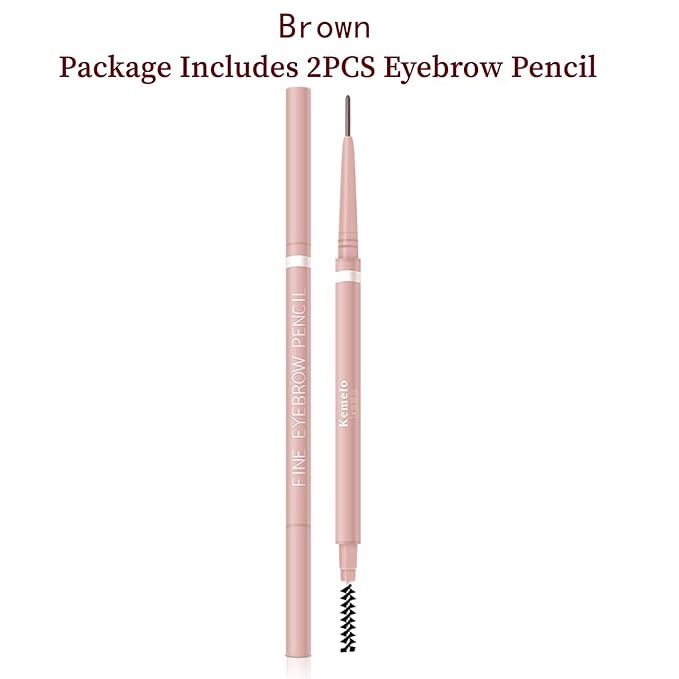 Eyebrow Pencil,2Pcs Professional Micro Brow Pencil with Spoolie Brush,Longwearing Waterproof Eyebrow Pencil,5 Colors to Choose. (#3 Brown)