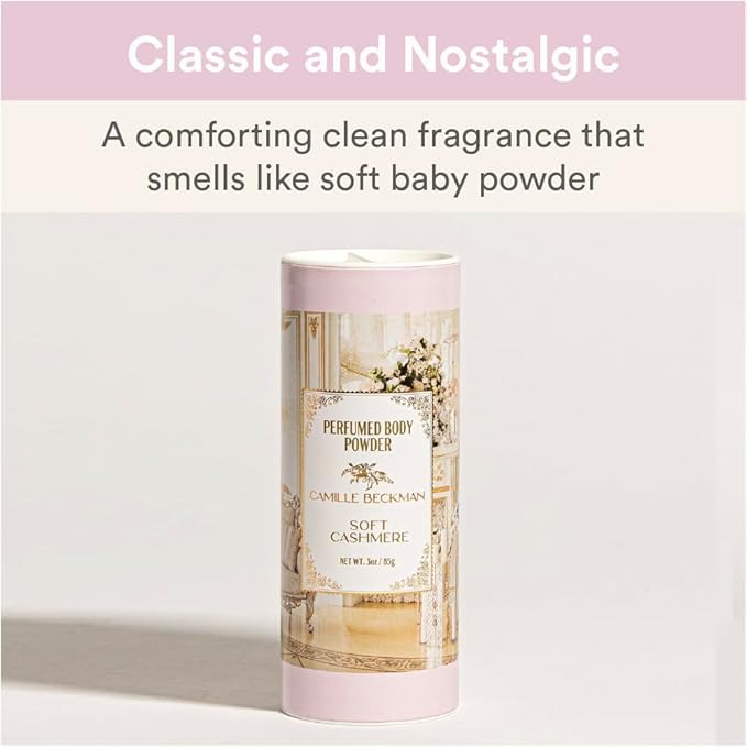 Soft Cashmere Scented Talc-Free Body Powder, Perfumed Dusting Powder, Camille Beckman, 3 Ounce