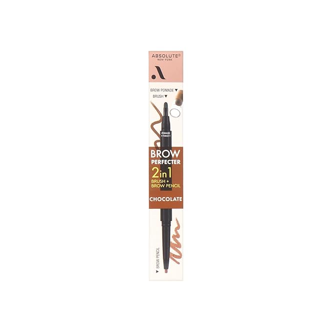 Absolute New York 2-in-1 Brow Perfecter, Dual-Ended Eyebrow Tool, Pencil and Pomade (AEBD04 Chocolate)