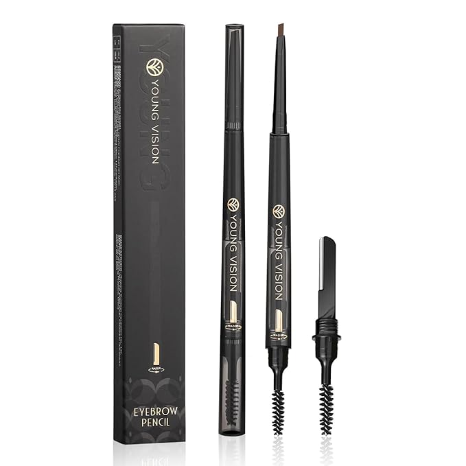 YOUNG VISION 3 in 1 Eyebrow Pencils for Women, Eye Brow Pen, Brush and Razor Trio, for Natural Hair-Like Brows, Easy to Color, Waterproof, Quick-Drying, Lasts All Day (Light Brown)