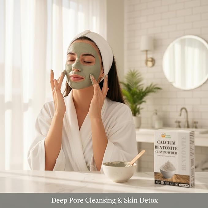 Herbs Botanica Calcium Bentonite Clay Food Grade Powder Indian Healing Clay for Face and Body, Detox Body Wrap, Deep Pore Cleansing Facial, Natural Facial Mask 8 oz / 227 gms / 1/2 lb