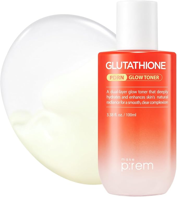 Make P:REM Glutathione PDRN Glow Toner, Antioxidant Radiance Booster with Dual Layer Moisture & Smoothing Formula for Sensitive Skin, Korean Skin Care, 3.38 fl oz, 100ml
