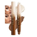 Dual Ended Contour Stick, Neutral Nude + Silver Shimmer Cream Concealer Highlighter, Waterproof No Transfer Long-Lasting 2-in-1 Face Contour Bronzer Stick for Daily Makeup 25#