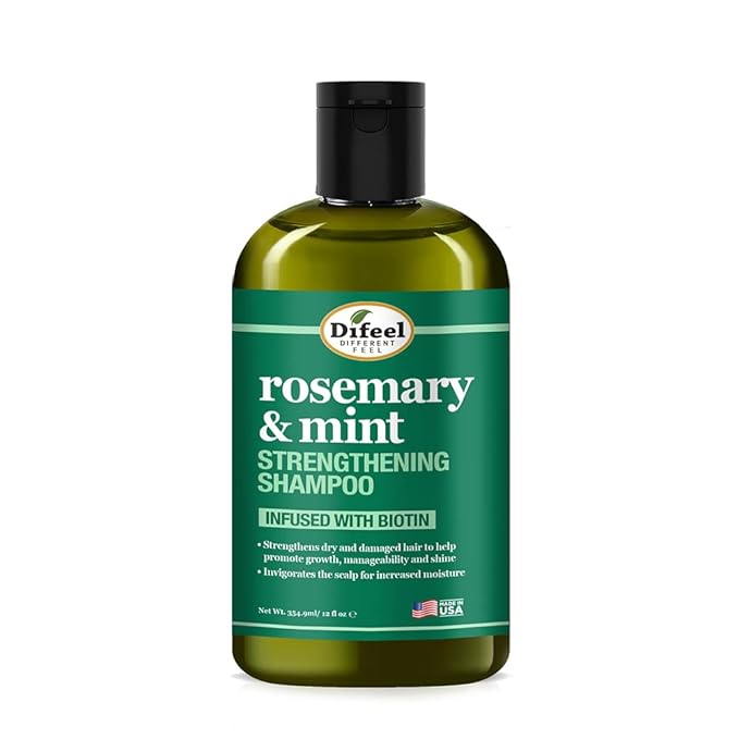 Difeel Rosemary Mint Strengthening Shampoo with Biotin 12 oz. - Made with Natural Rosemary Oil for Hair Growth