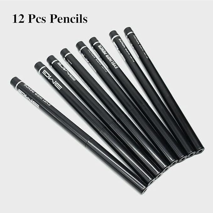 Professional Retractable Eye Liner Pencils, 12 Pcs Matte Brown, Inner Eyeliner, Brow Pens, Makeup-Brown (Black-12 Pcs-Matte)