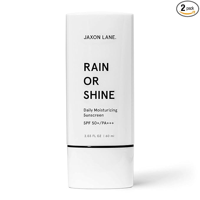 RAIN OR SHINE Anti Aging Face Sunscreen SPF 50 for Clear Skin w/Green Tea, Hyaluronic Acid, Vitamin E Oil, Ginseng Extract, Licorice Root, SPF Moisturizer for Face & Body Cream 2.03 Oz, Unscented, 2Pk