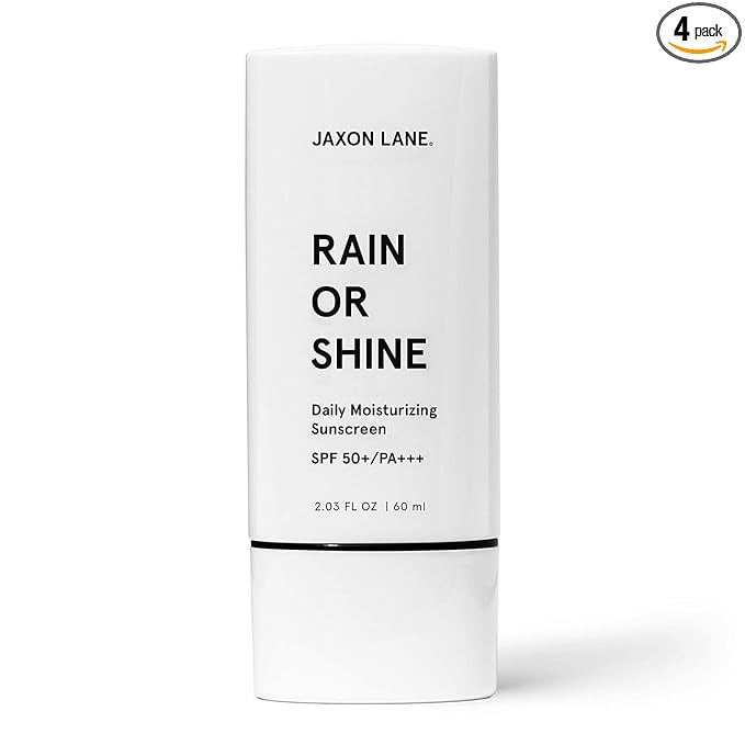 RAIN OR SHINE Anti Aging Face Sunscreen SPF 50 for Clear Skin w/Green Tea, Hyaluronic Acid, Vitamin E Oil, Ginseng, Licorice Root – SPF Moisturizer for Face & Body (Fragrance-Free, 2.03 Fl Oz, 4 pack)