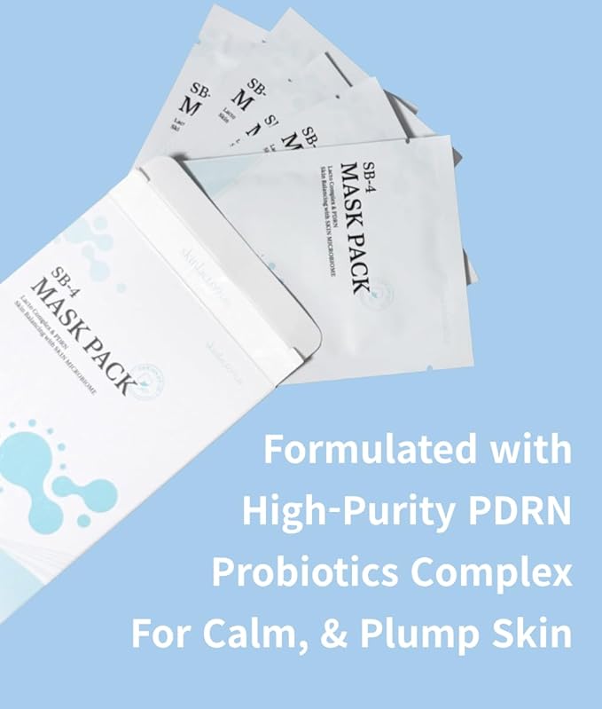 SB-4 PDRN Revitalizing Sheet Mask (5 Sheets) – Unbleached Pure Cotton Mask for Barrier Repair, Long-Lasting Hydration, Acne & Redness Relief, and a Plump, Calm, Balanced Complexion