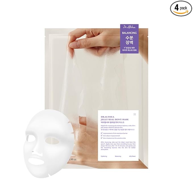 Dr.Althea Jelly Seal Dewy Mask | Hydrate & Restore Balance | Boost Natural Radiance with PhytoPDRN Lotus | Vegan Korean Skincare (Pack of 4)