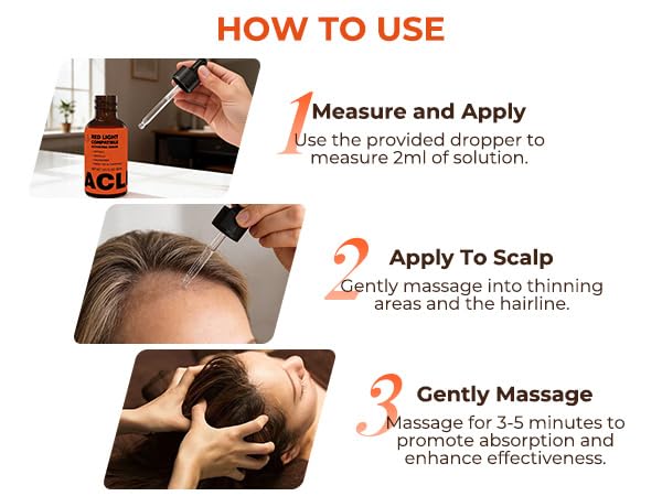 Copper Peptide Hair Growth Serum for Red Light Therapy Cap, Lightweight Scalp Serum for Thinning Hair, Supports Fuller & Stronger Looking Hair, Non-Greasy Formula for Women & Men, 30ML