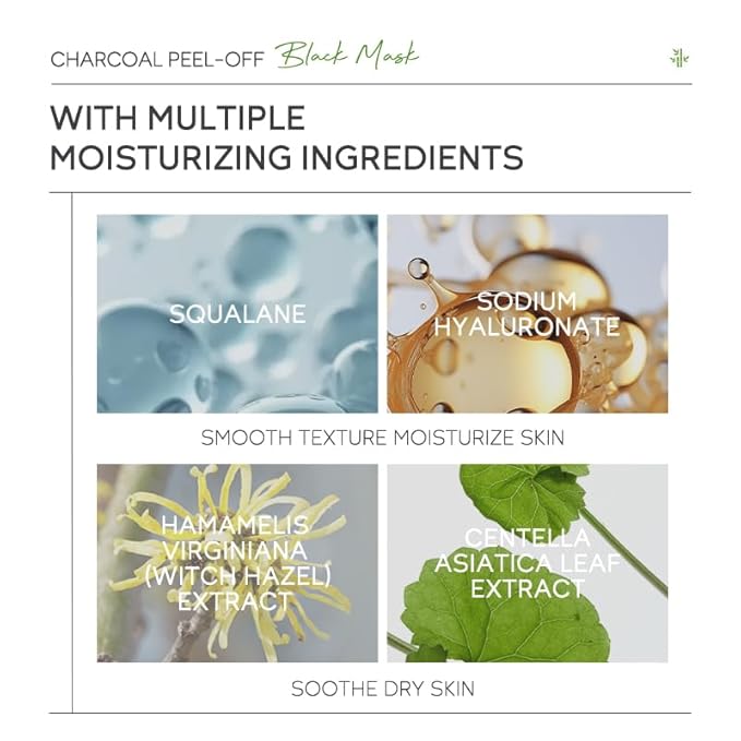 Charcoal Peel Off Mask, Pore Clearing Gel Facial Mask, Oil Control, Tighten Pores, Deep Cleansing for Face Nose Blackhead Pores, Elasticity Hydration Care, Not Over-Drying, Easy-to-use