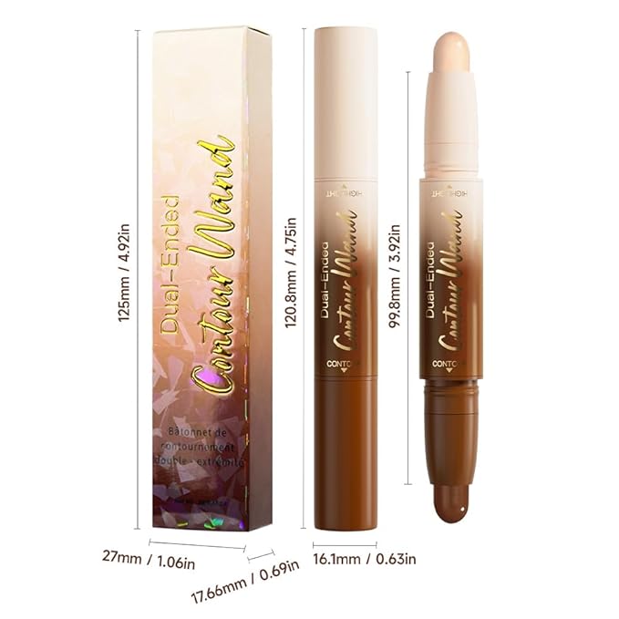 FeiCuiYun Dual-Ended 2-in-1 Cream Contour & Highlighter Stick Makeup For Face & Body – Waterproof, Long-Lasting, Suitable for All Skin Tones, 01#Nuetral Nude + Beige