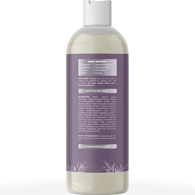 Sage and Rosemary Shampoo Sulfate Free - Sage Oil Clarifying Shampoo for Build Up and Scalp Moisturizer - Oily Hair Shampoo for Greasy Hair and Dry Scalp Treatment with Essential Oils for Hair