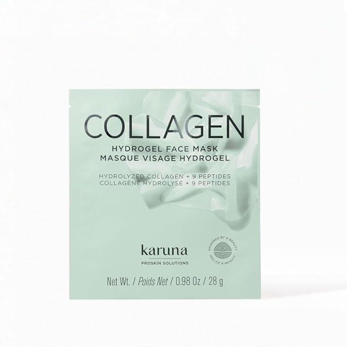 Karuna Skin - COLLAGEN Face Mask Sheets, Hydrogel 2-Piece Facial Mask, Age-Defying, Hydrating, Rejuvenating & Moisturizing Skin Care Essential That Targets Fine Lines & Wrinkles, 1 Pack