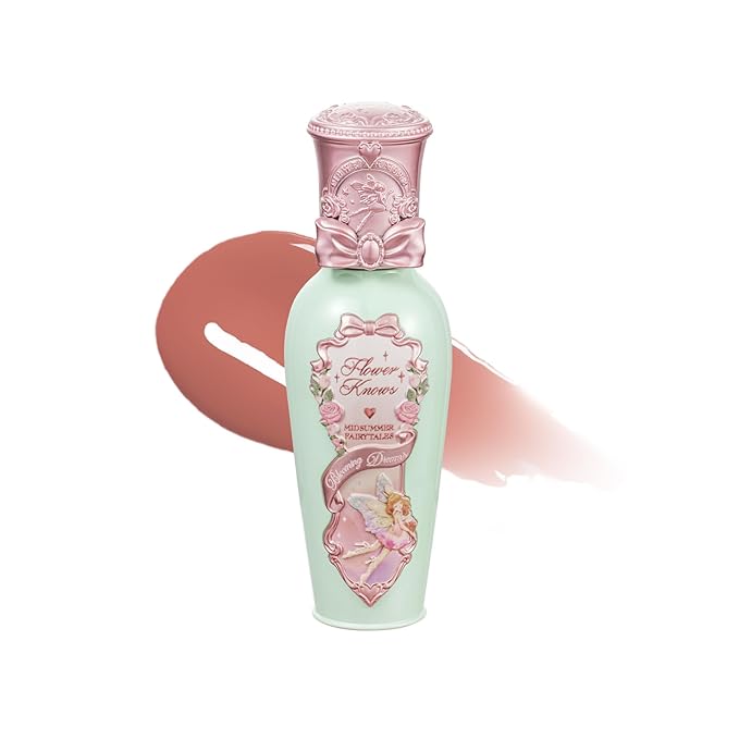 Flower Knows Midsummer Fairytales Coating Lip Lacquer,Glowy Non-Fading Lip Gloss,Hydrating Tinted Lip Oil for Girls&Women,Vegan & Cruelty Free,0.17Fl Oz(G08 Mystery Island)