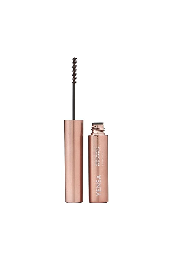 YENSA Brows On Brows Super Defining Tinted Eyebrow Gel - Long-Wear Shaping Eye Brow Gel with Superfoods for Color & Thickness - Combs, Shapes & Locks Eyebrows into Place - Dark Brown (0.17 oz)