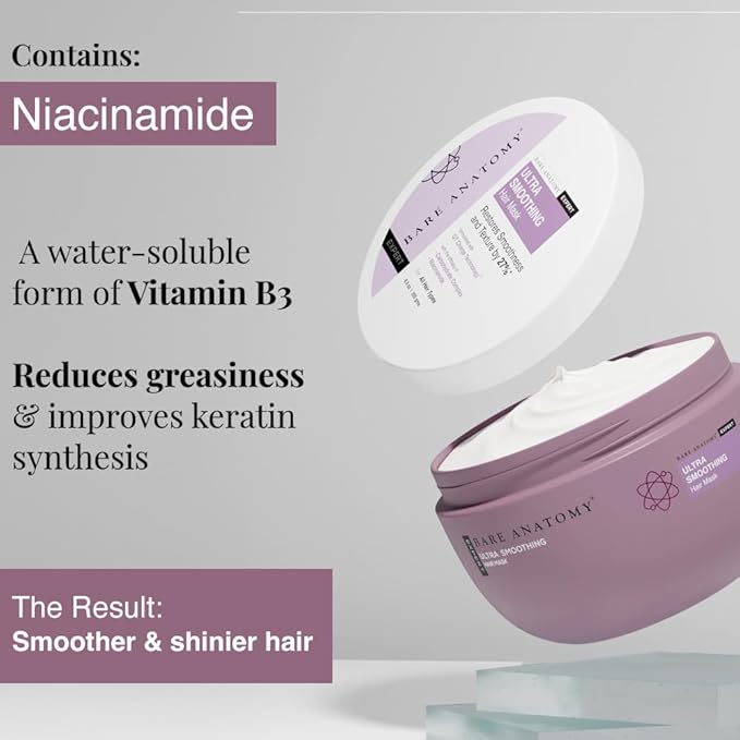 Bare Anatomy Ultra Smoothing Hair Mask Deep Conditioning with Carbohydrate Complex & Niacinamide | For Dry & Frizzy Hair | Sulphate & Paraben Free | For Women & Men | 250 Gm