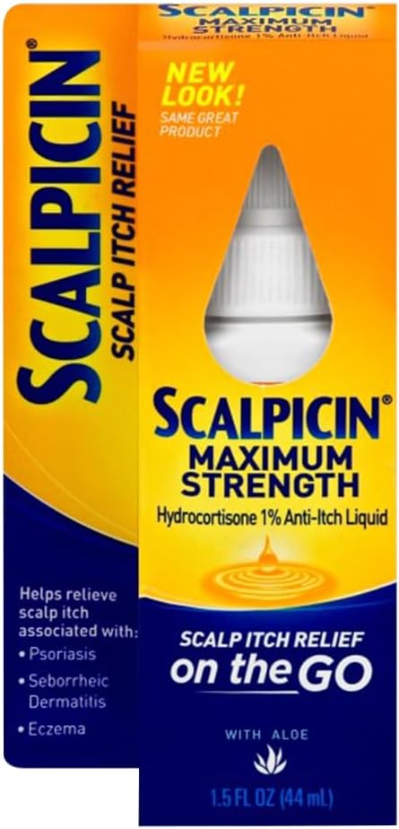 Scalpicin Maximum Strength Scalp Treatment Liquid for Itchy Scalp, Seborrheic Dermatitis & Psoriasis Scalp Treatment, Fragrance-Free, 1.5 fl oz
