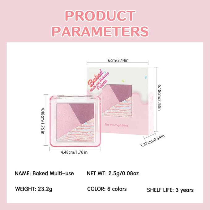 Mini Cool Rose Neutral Baked Eyeshadow Palette,3 Shade Soft Shimmer Eye Shadow, Elegant Natural Glam Makeup, Smooth Blendable & Buildable,No Fallout, Long-Lasting Daily Look, Paleta de Sombras de Ojos
