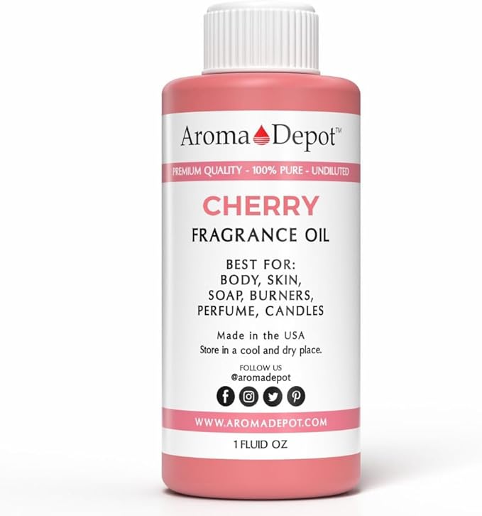Aroma Depot 1 fl oz Cherry Fragrance Oil for Candles, Soap Making, Wax Melts, Diffusers, Body Oil Blends & Incense