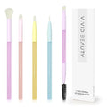 Multicolor Travel 5pcs Eye Makeup Brushes Set– Colorful Blending Eyeshadow Concealer Eyeliner Brow & Lash Dual Ended Brush – Skin Friendly Bristles, Non-Slip Rubber Handles – Ideal Valentine Day Gift