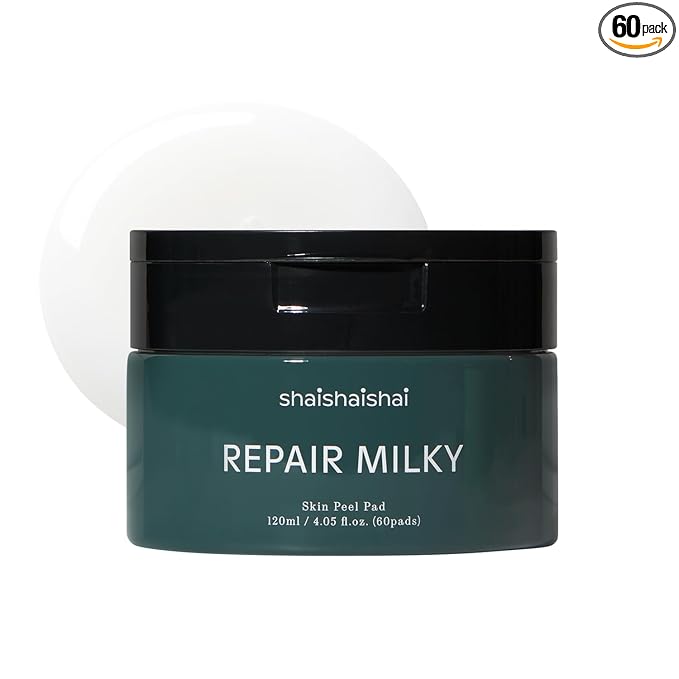shaishaishai REPAIR MILKY Skin Peel Toner Pads, Gentle Exfoliating with PHA 2%, Rice Extract, Vegan Formula, Prequel Skincare, Korean Skincare, 60 pads