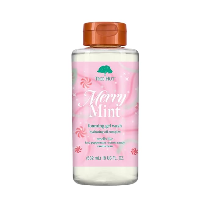 Tree Hut Merry Mint Wash, Gently Cleanses and Leaves Skin Looking Fresh and Radiant, Body Wash, Limited Edition Holiday, 18 Fl Oz