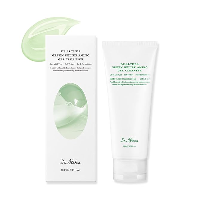 Dr.Althea Green Relief Amino Gel Cleanser | Lightweight & Hydrating Makeup Remover | Daily Face Wash with Hyaluronic Acid | Korean Vegan Skincare for All Skin Types | 3.38 Fl Oz
