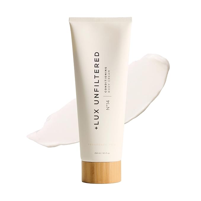 + Lux Unfiltered Tall Pour N°14 Body Lotion for Women - Moisturizing Body Cream with Jojoba, Squalane, Shea Butter, Vitamin C & Hyaluronic Acid - Hydrating Body Lotion, Non-Greasy - Fragrance Free