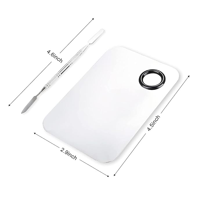ALIOBC Makeup Mixing Palette, Upgrad Stainless Steel Metal Foundation Palette with Spatula Artist Tool for Mixing Foundation Nail-Art, Size 4.5x2.9 in（2 Pcs）