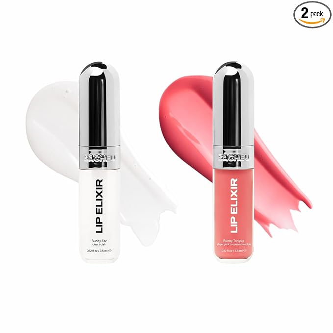 Sacheu Lip Elixir Nourishing and Hydrating Lipgloss — Moisturizing Plumping Lip Gloss Enriched with Collagen, Non-Sticky Lip Color Smooth High-Shine Finish, Vegan & Cruelty-Free, Clear & Sheer Pink