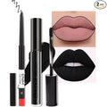 evpct 2Pcs Black Matte Liquid Lipstick and Lip Liner Gloss Stain Pencil Makeup Set Long Lasting Dark Matte Lipstick 24H and with Lip Liner Set for Black women labiales mate 24 horas originales 19#