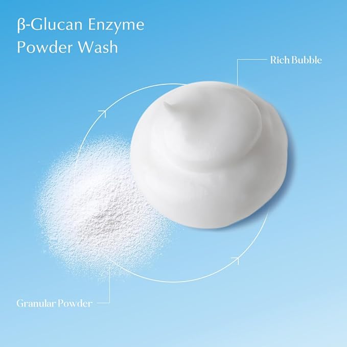 Petitfee B-Glucan Enzyme Wash, Facial Cleanser, Cleansing Powder with Papaya Extract Papain, Rice Ferment Extract for Gentle, Daily Exfoliation, Powder Soap, Cleansing Mask (80g (2.82o.z))