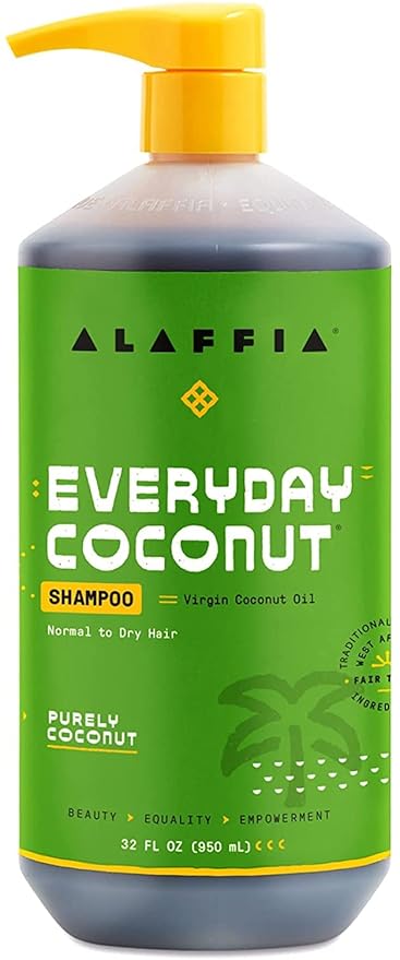 Alaffia EveryDay Coconut Shampoo - Normal to Dry Hair, Helps Gently Clean Scalp and Hair of Impurities with Ginger and Coconut Oil, Fair Trade, Purely Coconut 32 Fl Oz