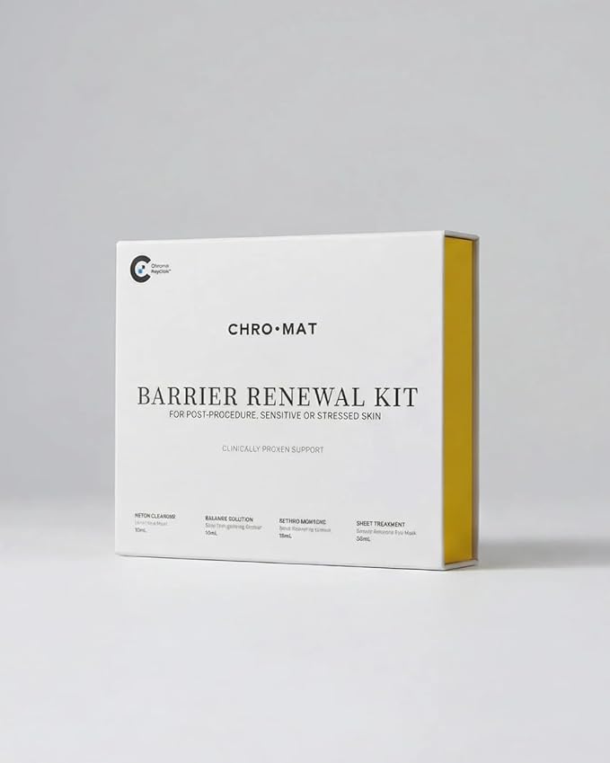 CHROMAT Barrier Renewal Kit – Skin Barrier Repair Routine for Sensitive & Redness-Prone Skin, Peptide Serum, Hydrating Face Moisturizer Cream, Gentle Cleanser & Recovery Mask
