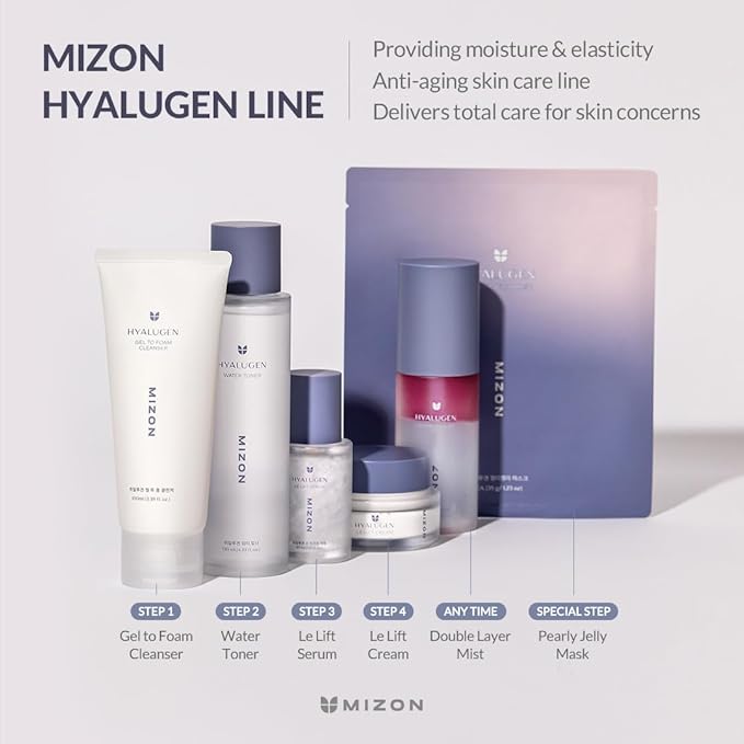 MIZON Hyalugen Pearl Jelly Face Mask (5 Pack) – with Collagen & Hyaluronic Acid Korean Beauty Full Face Sheet Mask Glowy Pearl Finish